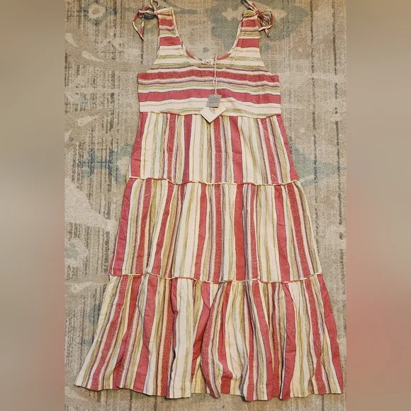 linen flora dress Xena Watercolor Flora Embroidery Strap Dress in Silk-Linen S/P main image 0